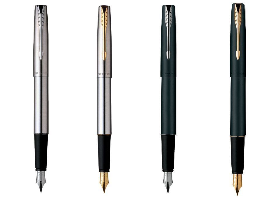 Parker Frontier Matte Black, Steel CT GT Chrome / Gold Trim Ink Fountain Pen New