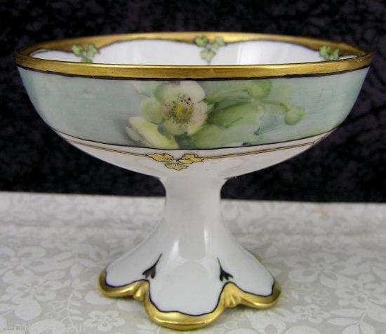 (7) Antique Limoges Hand-Painted Strawberries Porcelain Punch Bowl Cup