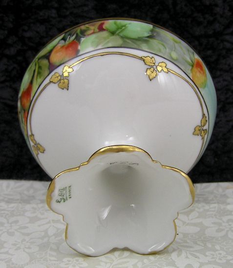 (7) Antique Limoges Hand-Painted Strawberries Porcelain Punch Bowl Cup