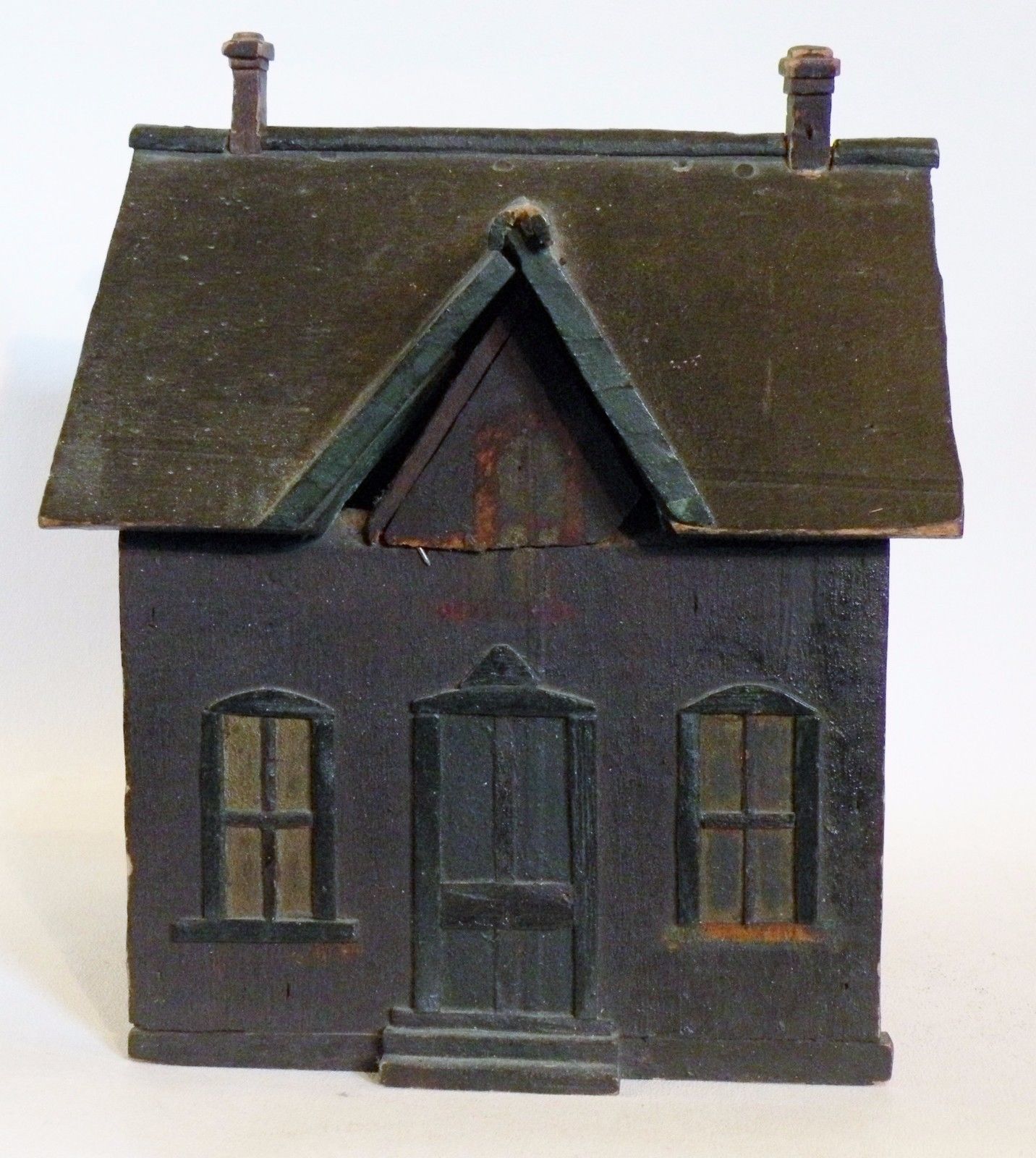 shlf ANTIQUE FOLK ART EARLY AMERICAN GOTHIC STYLE HOUSE COTTAGE MODEL