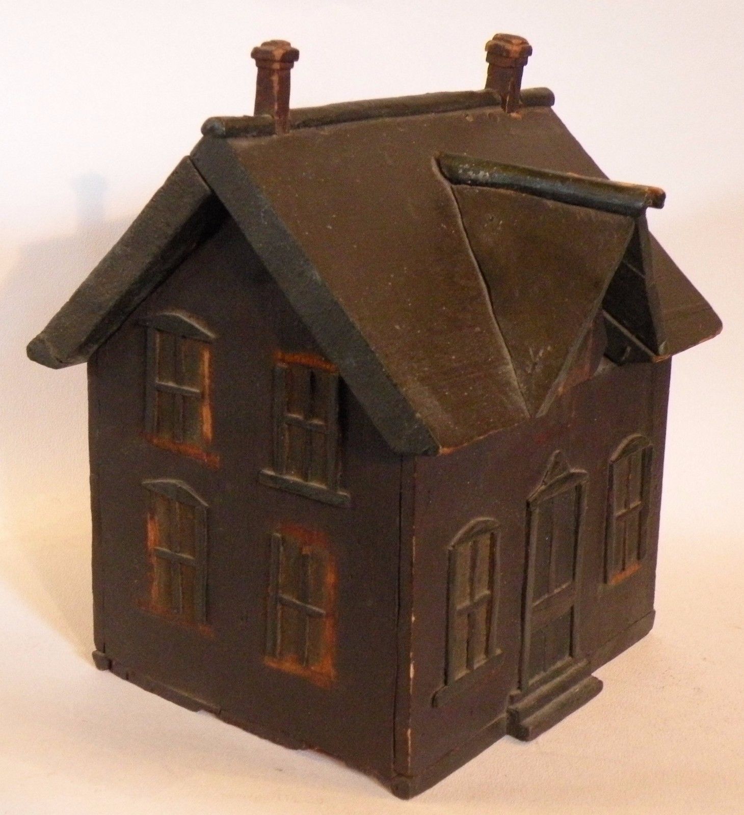 shlf ANTIQUE FOLK ART EARLY AMERICAN GOTHIC STYLE HOUSE COTTAGE MODEL