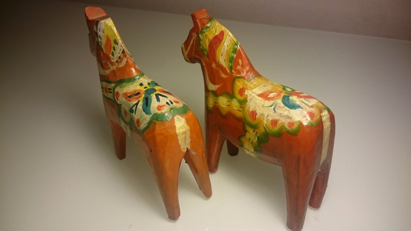 Antique Vintage Swedish Dala Horses Lot Of 2 Horses