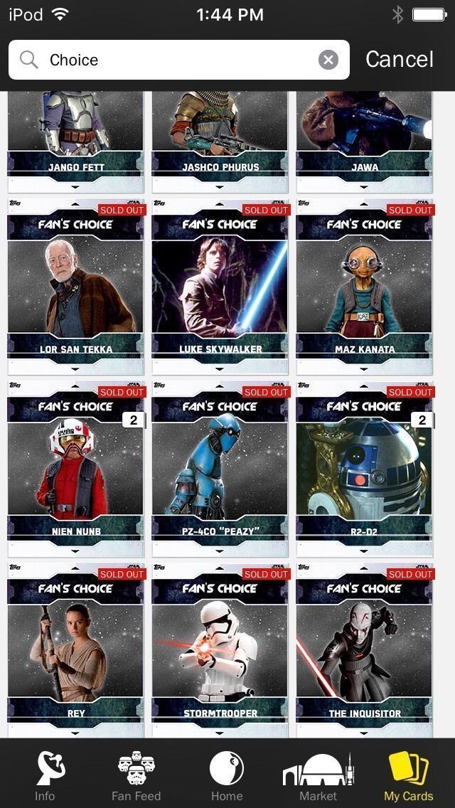 Topps Star Wars Digital Card Trader 30 Card Fan's Choice Series 2 Insert Set