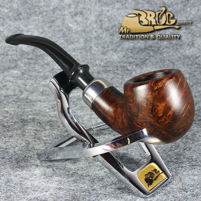 EXCLUSIVE HAND MADE - SMOOTH BRIAR wood smoking pipe " Small Einstein " Brown