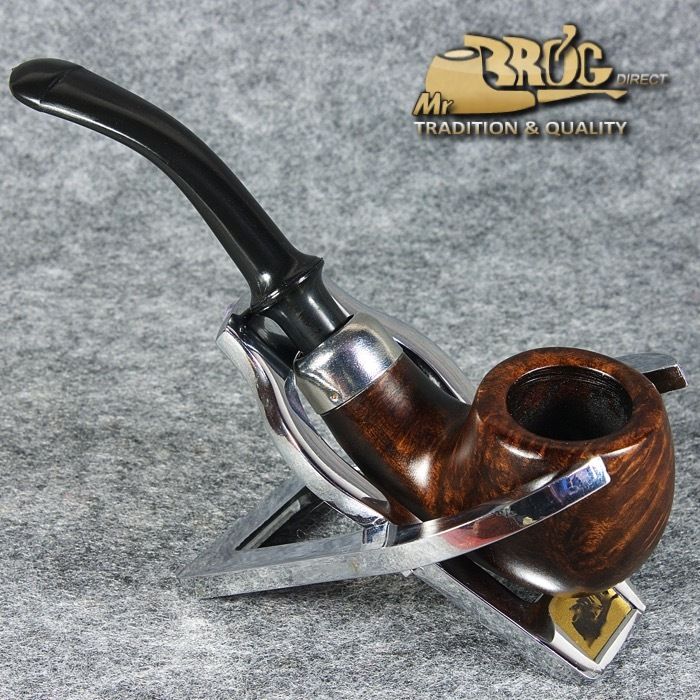 EXCLUSIVE HAND MADE - SMOOTH BRIAR wood smoking pipe " Small Einstein " Brown