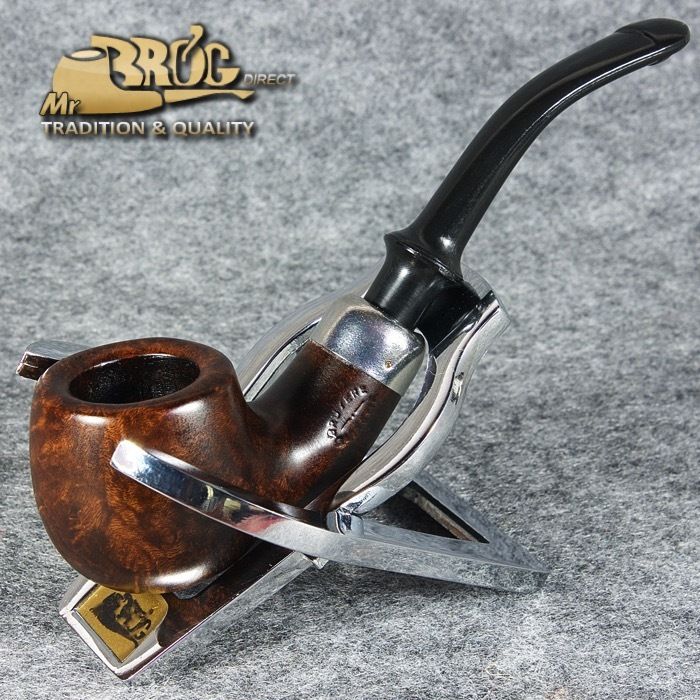 EXCLUSIVE HAND MADE - SMOOTH BRIAR wood smoking pipe " Small Einstein " Brown