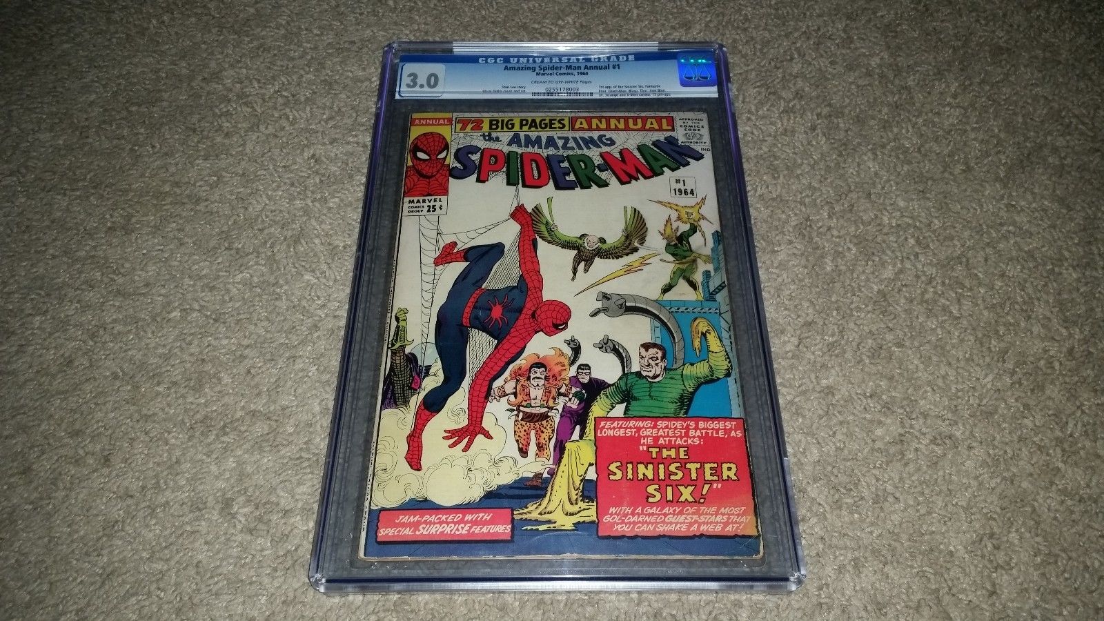 The Amazing Spider-Man Annual #1 (1964, Marvel) CGC 3.0 - 1st Sinister Six - 25c