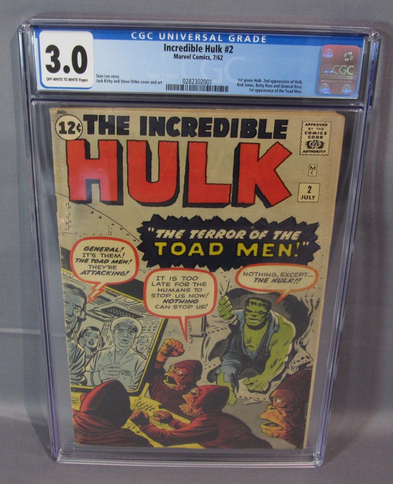 THE INCREDIBLE HULK #2 (Green Hulk 1st app.) CGC 3.0 Marvel Comics 1962 cbcs