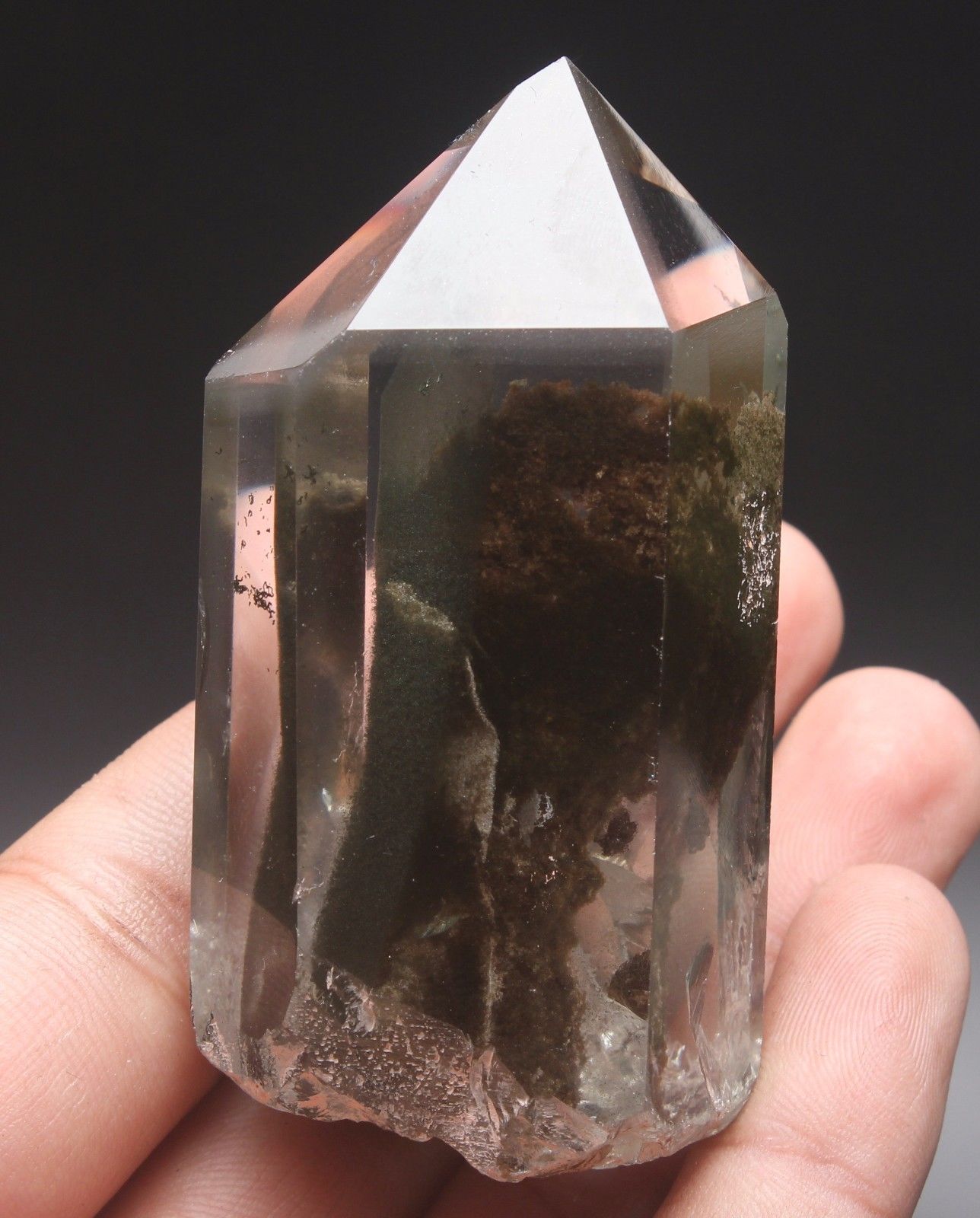 125g Rare Natural Clear Beautiful Red Green Ghost Quartz Crystal Point Healing