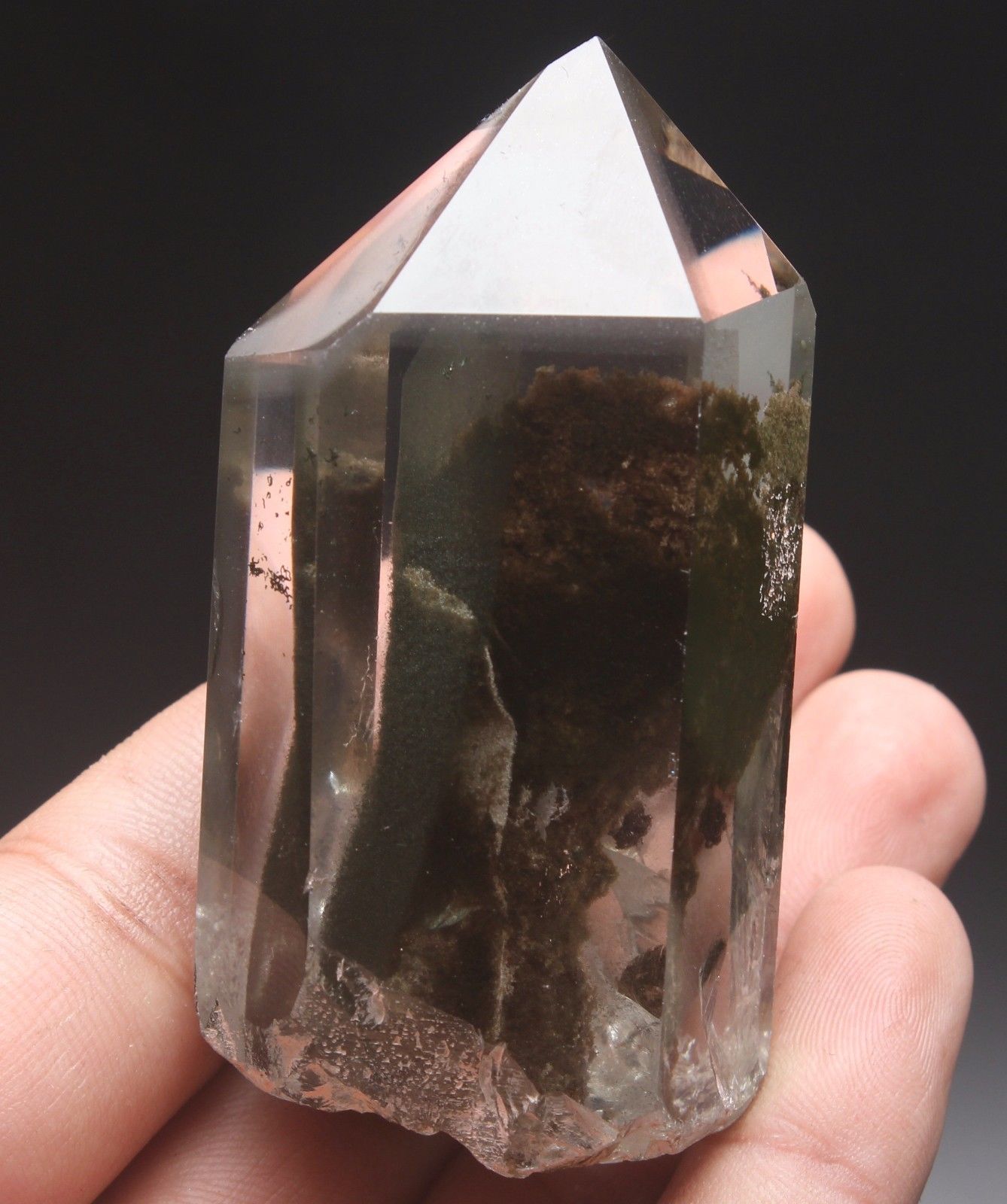 125g Rare Natural Clear Beautiful Red Green Ghost Quartz Crystal Point Healing