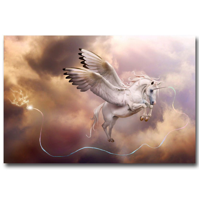 Pegasus Unicorn Fantasy Art Silk Canvas Poster 12x18 24x36 inch