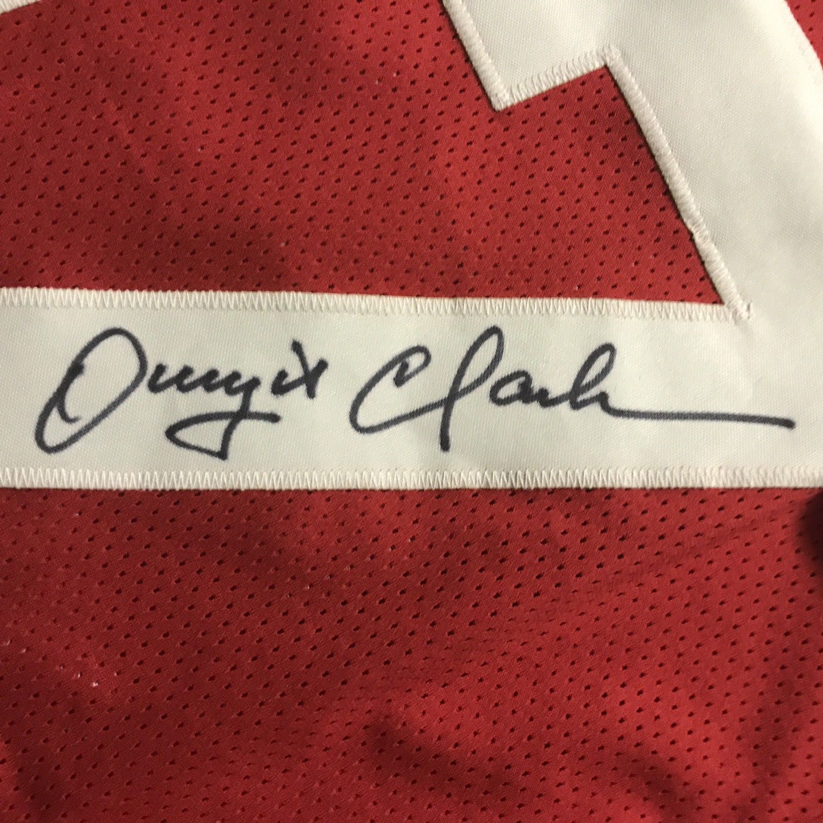 Autographed/Signed DWIGHT CLARK San Francisco 49ers Red Football Jersey JSA COA