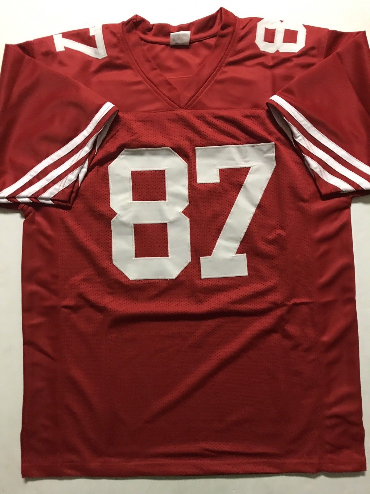 Autographed/Signed DWIGHT CLARK San Francisco 49ers Red Football Jersey JSA COA