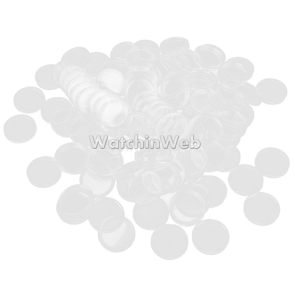 100pcs Round Plastic Coin Capsules Container Storage Boxer Holders Case 21mm