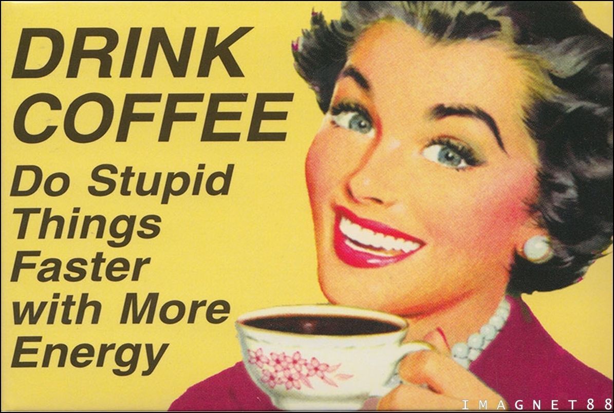 VINTAGE FUNNY DRINK COFFEE  pictures of Photo Fridge Magnet 2"x3" Collectibles