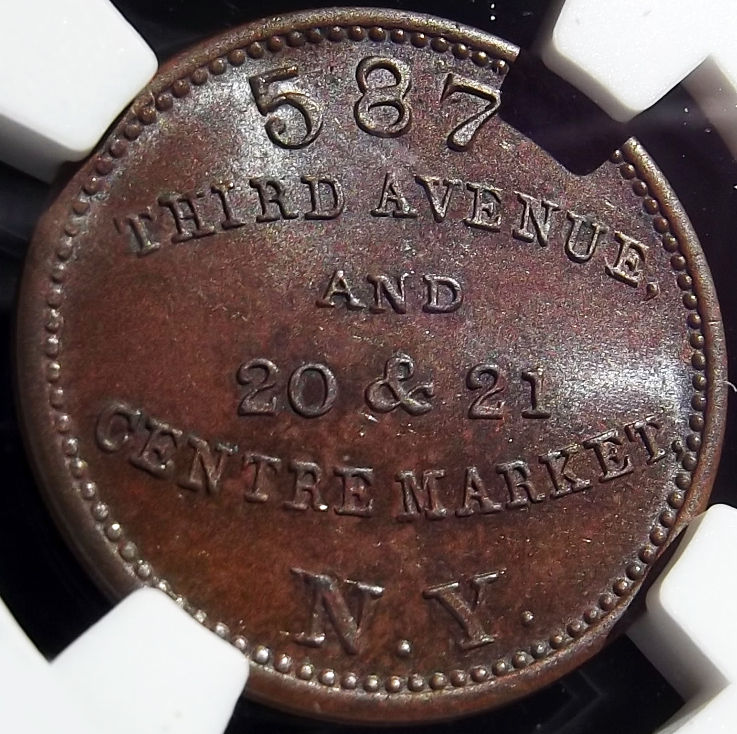 1863 Civil War Token, MS64 NGC - Frederick Rollwagen, NY - BU Store Card