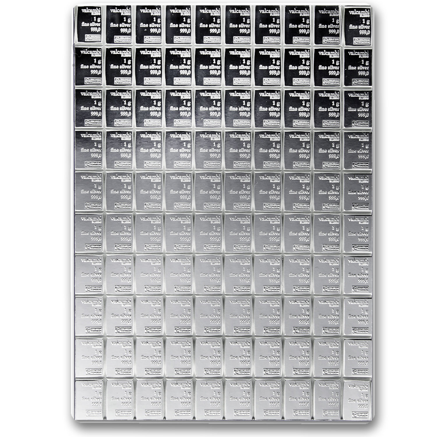 100x 1 gram Silver Bar - Valcambi Silver CombiBar™ (w/Assay) - SKU #75737