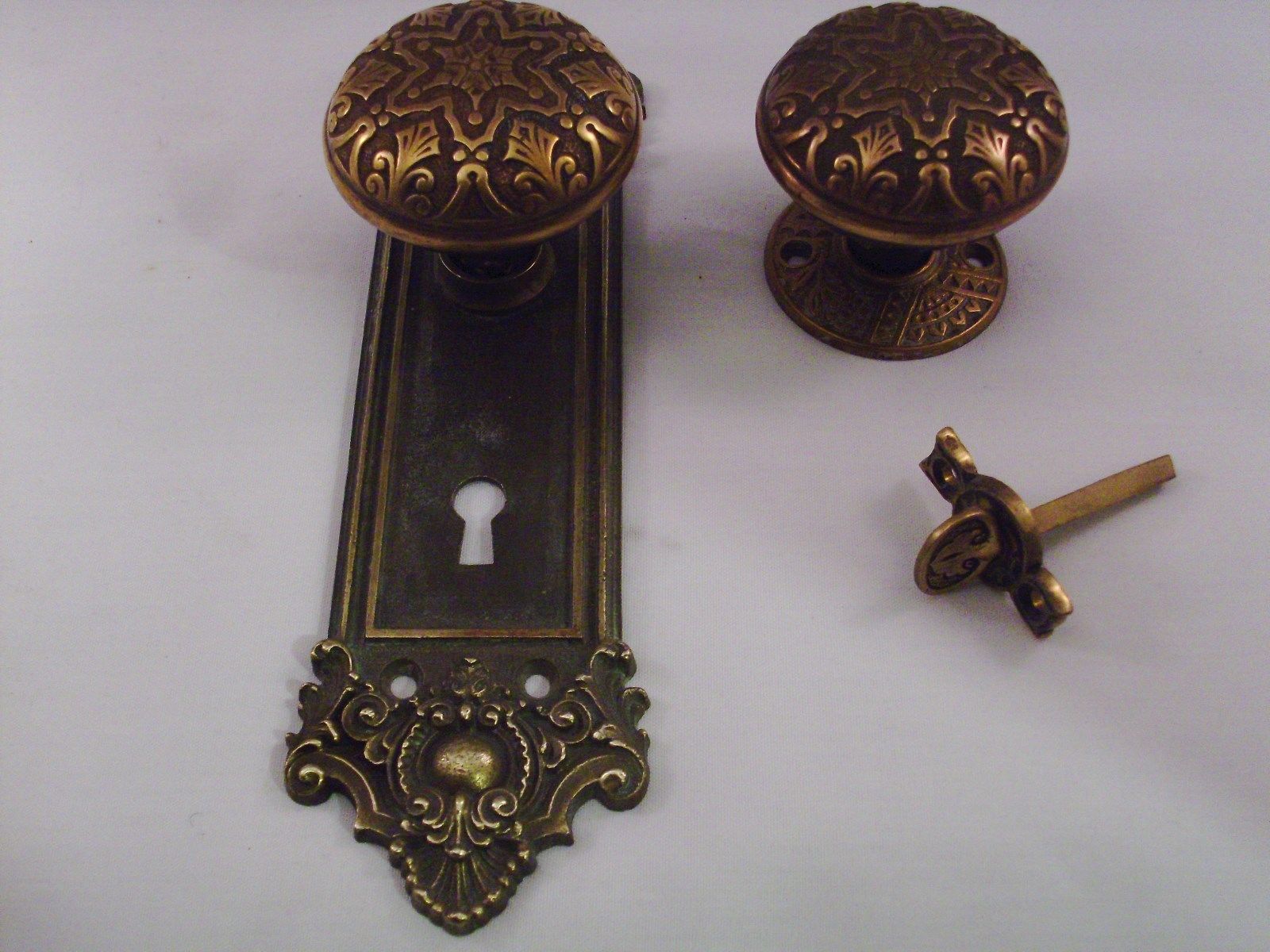 Antique Cast Bronze Door Knob Privacy Set Thumb Turn Mortise Lock    #672