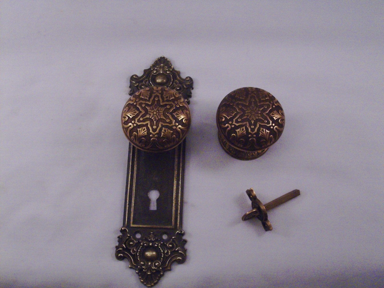 Antique Cast Bronze Door Knob Privacy Set Thumb Turn Mortise Lock    #672