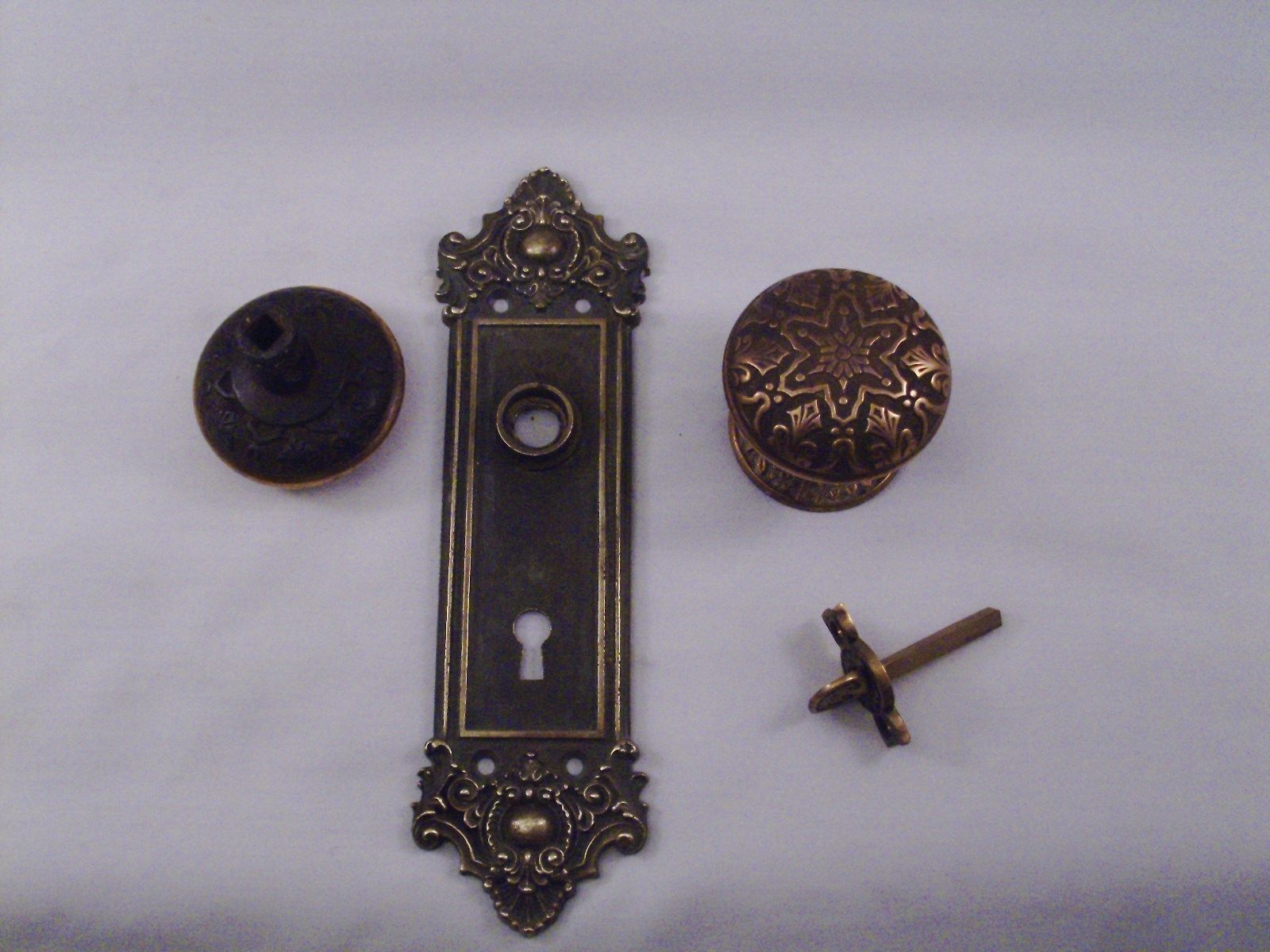 Antique Cast Bronze Door Knob Privacy Set Thumb Turn Mortise Lock    #672