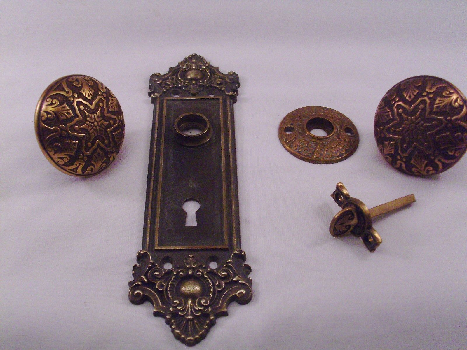 Antique Cast Bronze Door Knob Privacy Set Thumb Turn Mortise Lock    #672