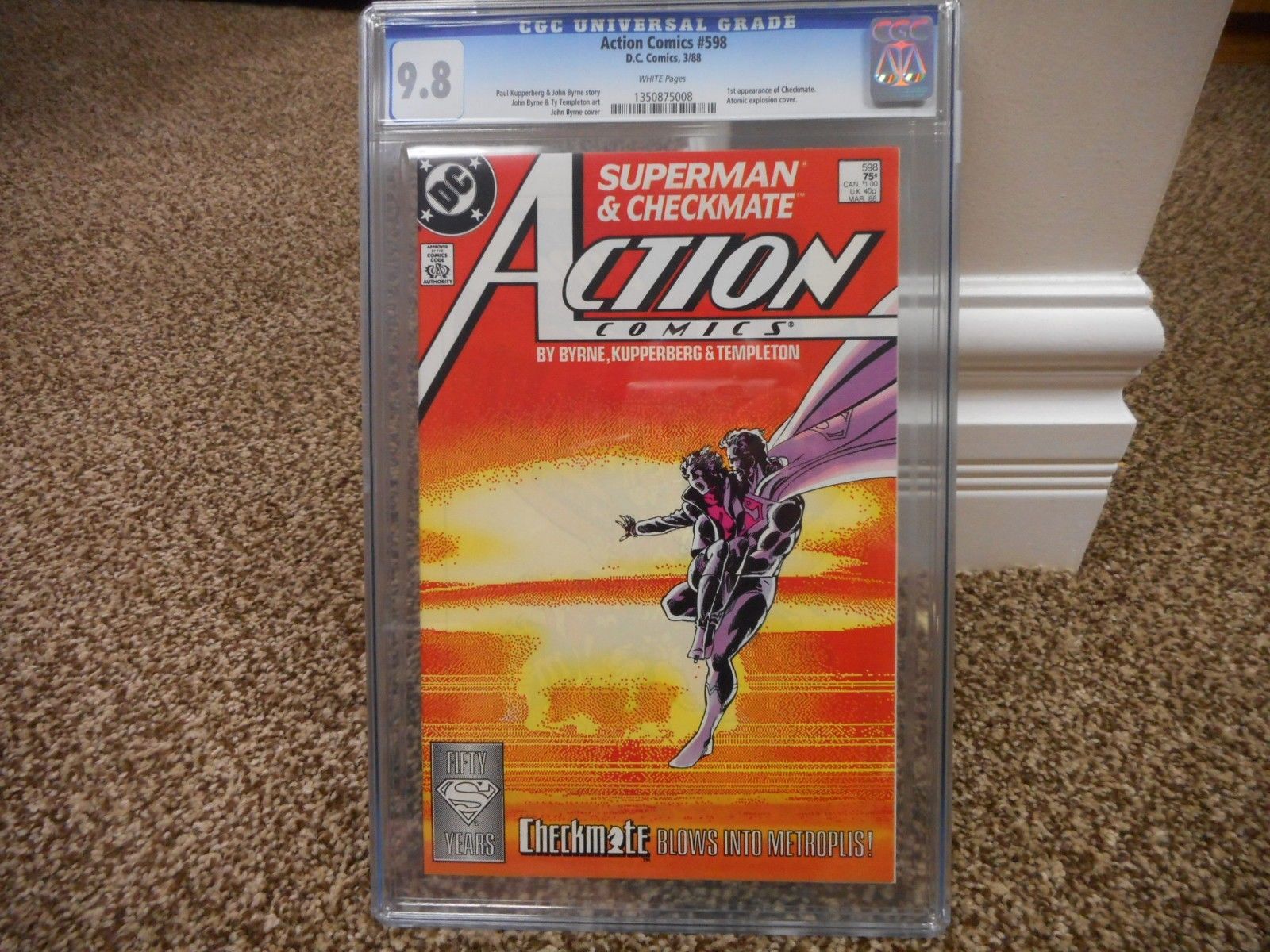 Action Comics 598 cgc 9.8 1st appearance of Checkmate Superman 1988 DC WHITE pgs