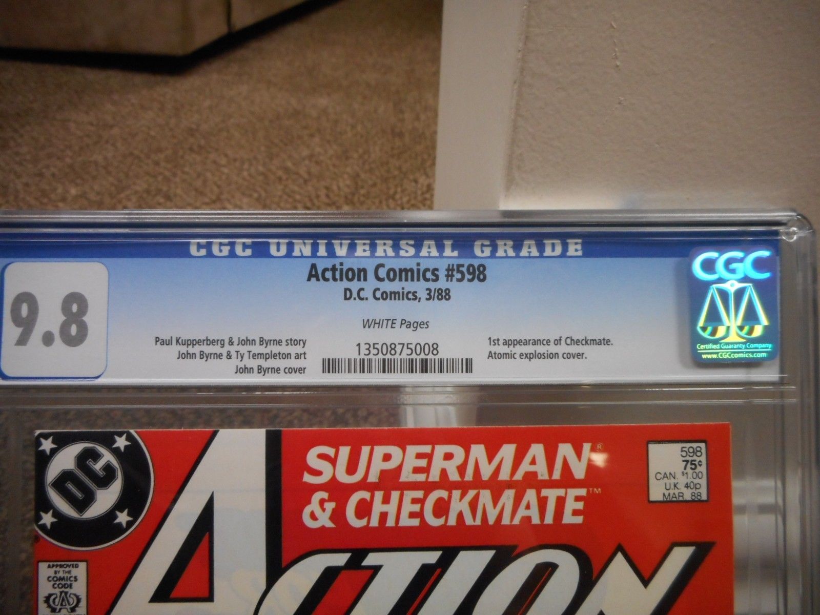 Action Comics 598 cgc 9.8 1st appearance of Checkmate Superman 1988 DC WHITE pgs