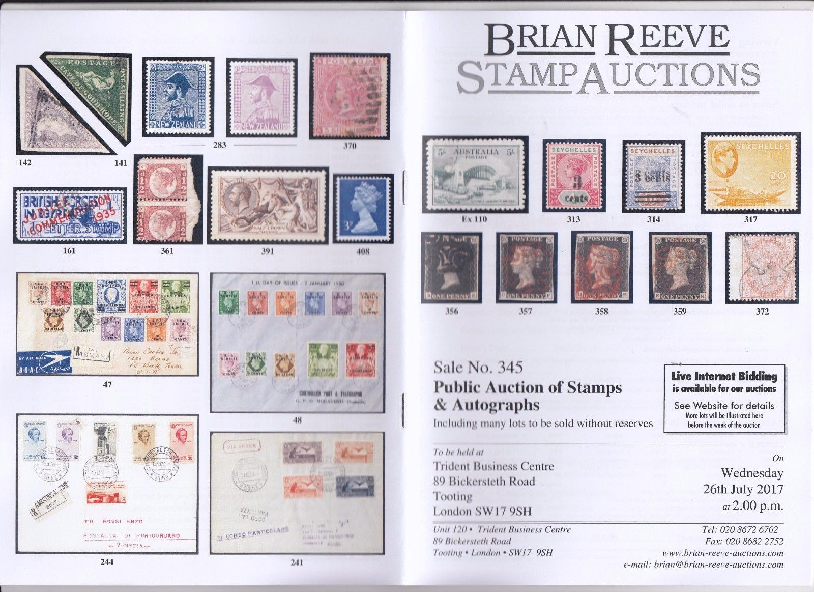 Stamp Auction catalogue 26th July GB & World stamps covers collections etc.