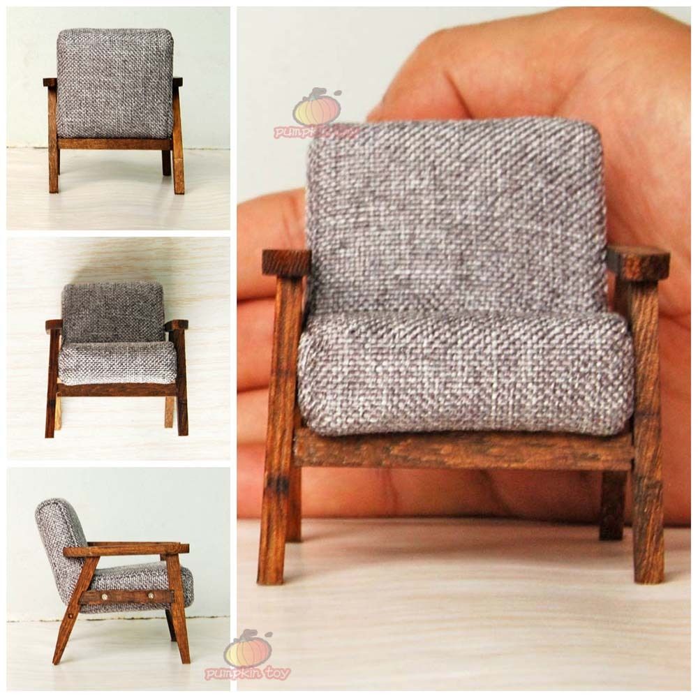 1:12 Dollhouse Miniature Furniture Wood Loveseat Chair In ClaretRed Couch Model