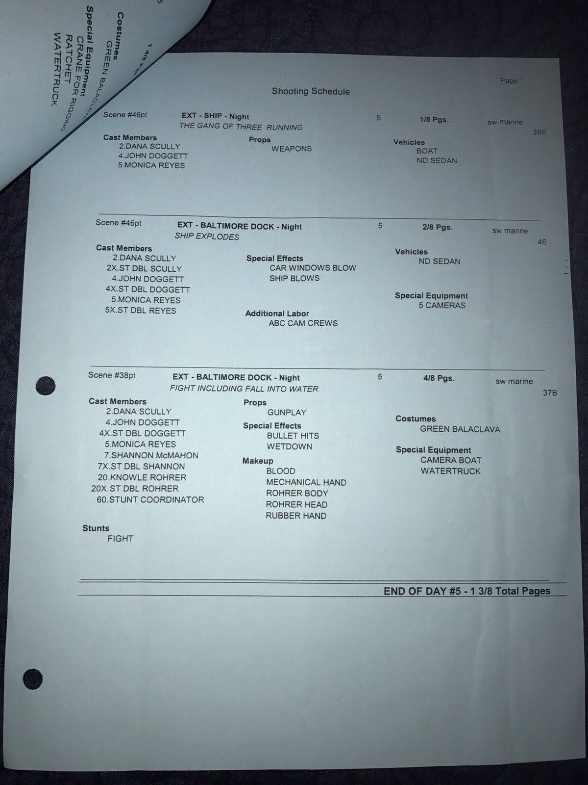 X-Files Season 9 Nothing Important Happened Shooting Schedule Production Used