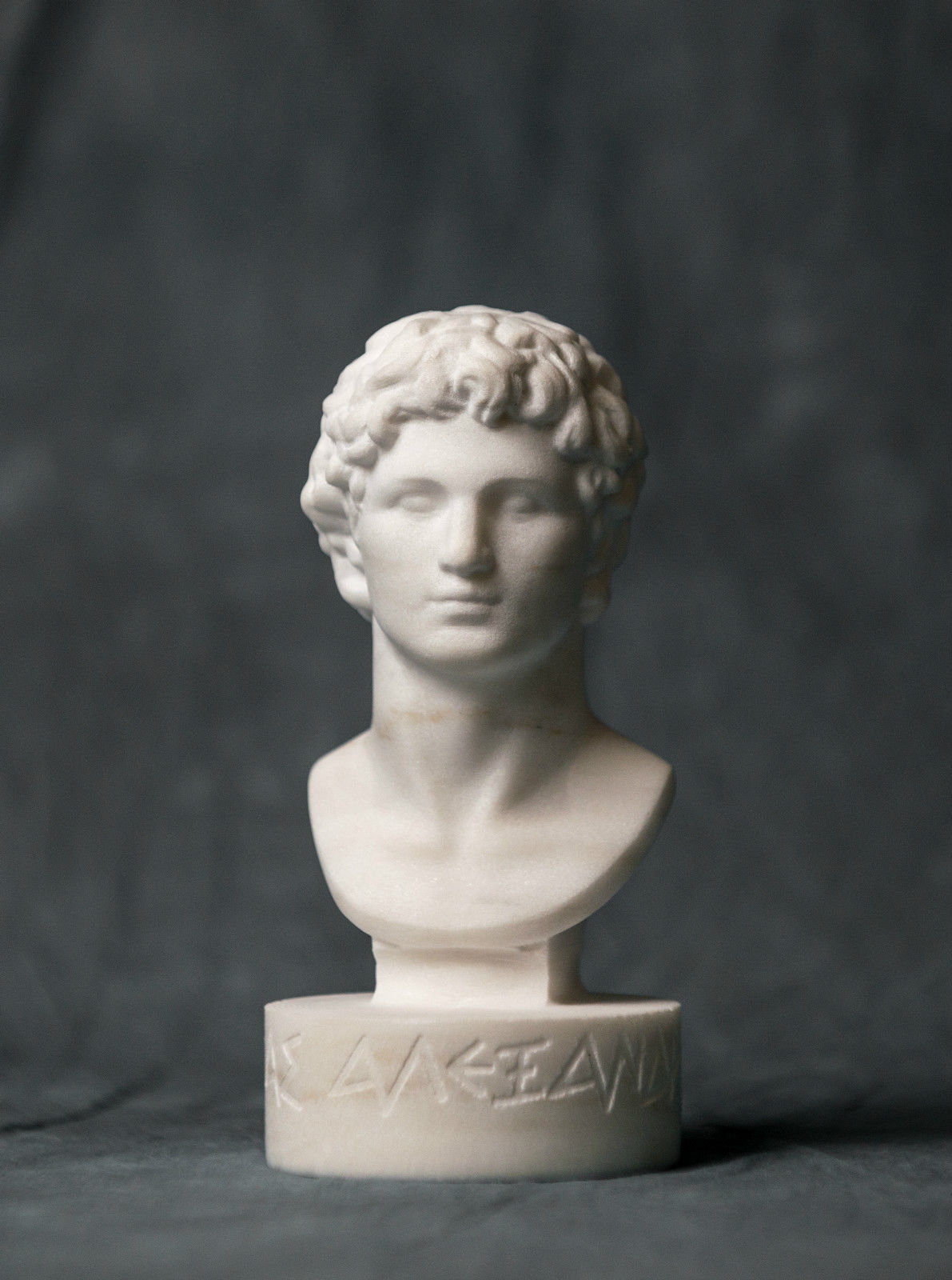 MARBLE bust of Alexander the great statue carved Greek marble figurine sculpture
