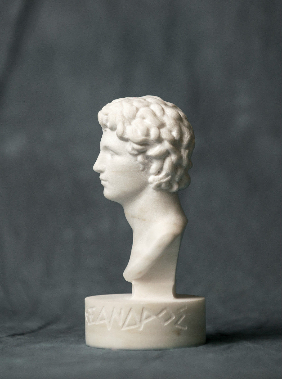 MARBLE bust of Alexander the great statue carved Greek marble figurine sculpture