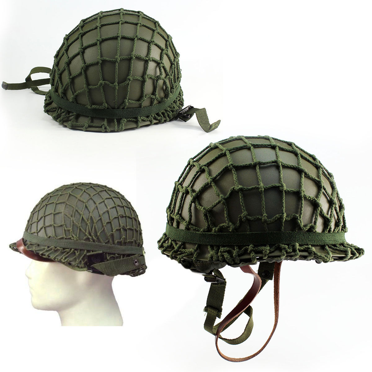 Helmet WWII With Netting Cover M1 CS Steel WW2 U.S Army Equipment Military