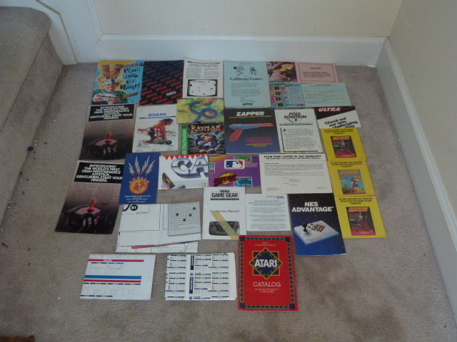 LOT VINTAGE VIDEO GAME NINTENDO ATARI PAPERWORK BOOKLETS CATALOG POSTER INSERTS