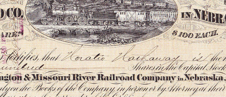 BUFFET'S BERKSHIRE HATHAWAY FOUNDER SIGNED RAILROAD STOCK