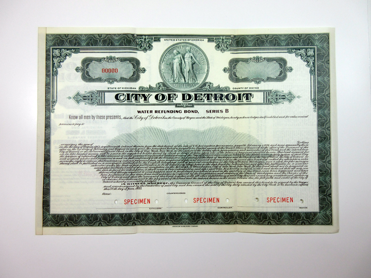 City of Detroit, 1933 Specimen Bond