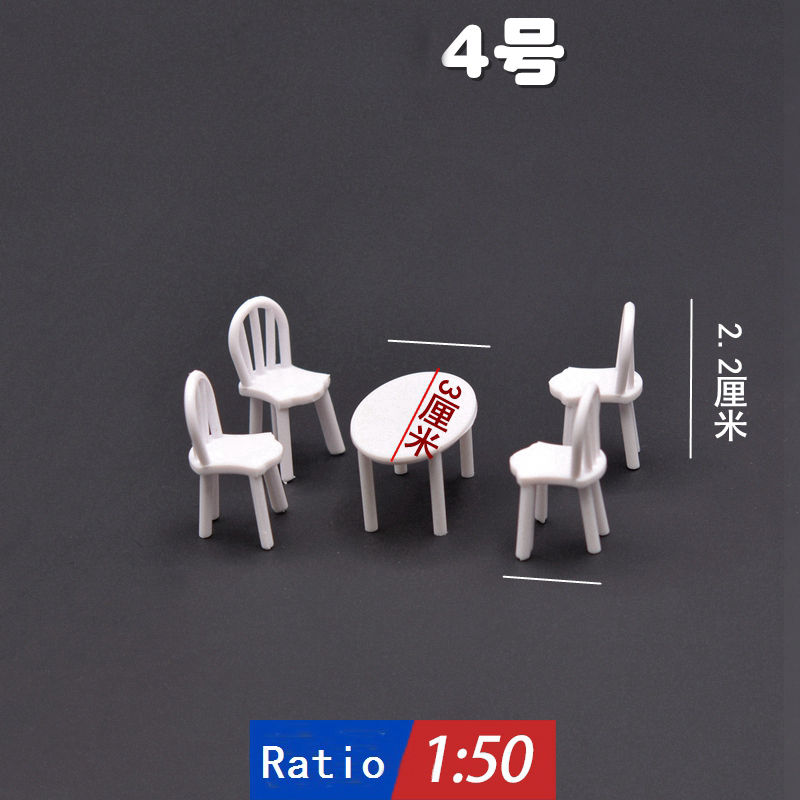 DIY Miniature Chairs Table Sofa Set Plastic Dollhouse Furniture Model Ratio 1:50