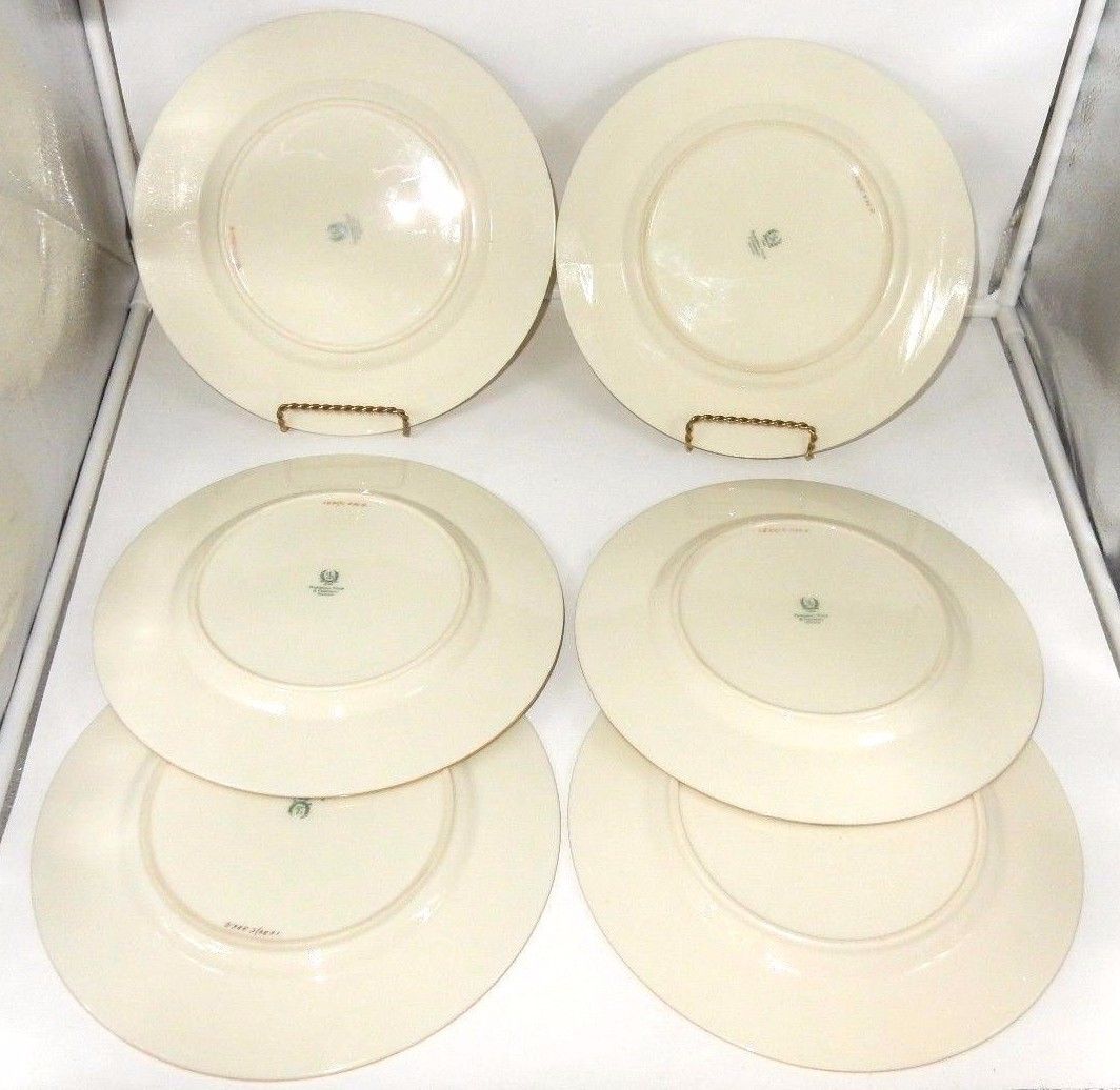 SET OF 6 BEAUTIFUL LENOX  MARSHALL FIELD COMPANY 10-1/2" DINNER PLATES GOLD TRIM