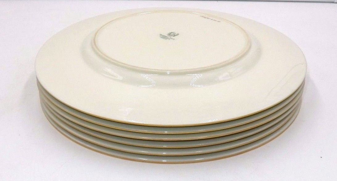 SET OF 6 BEAUTIFUL LENOX  MARSHALL FIELD COMPANY 10-1/2" DINNER PLATES GOLD TRIM