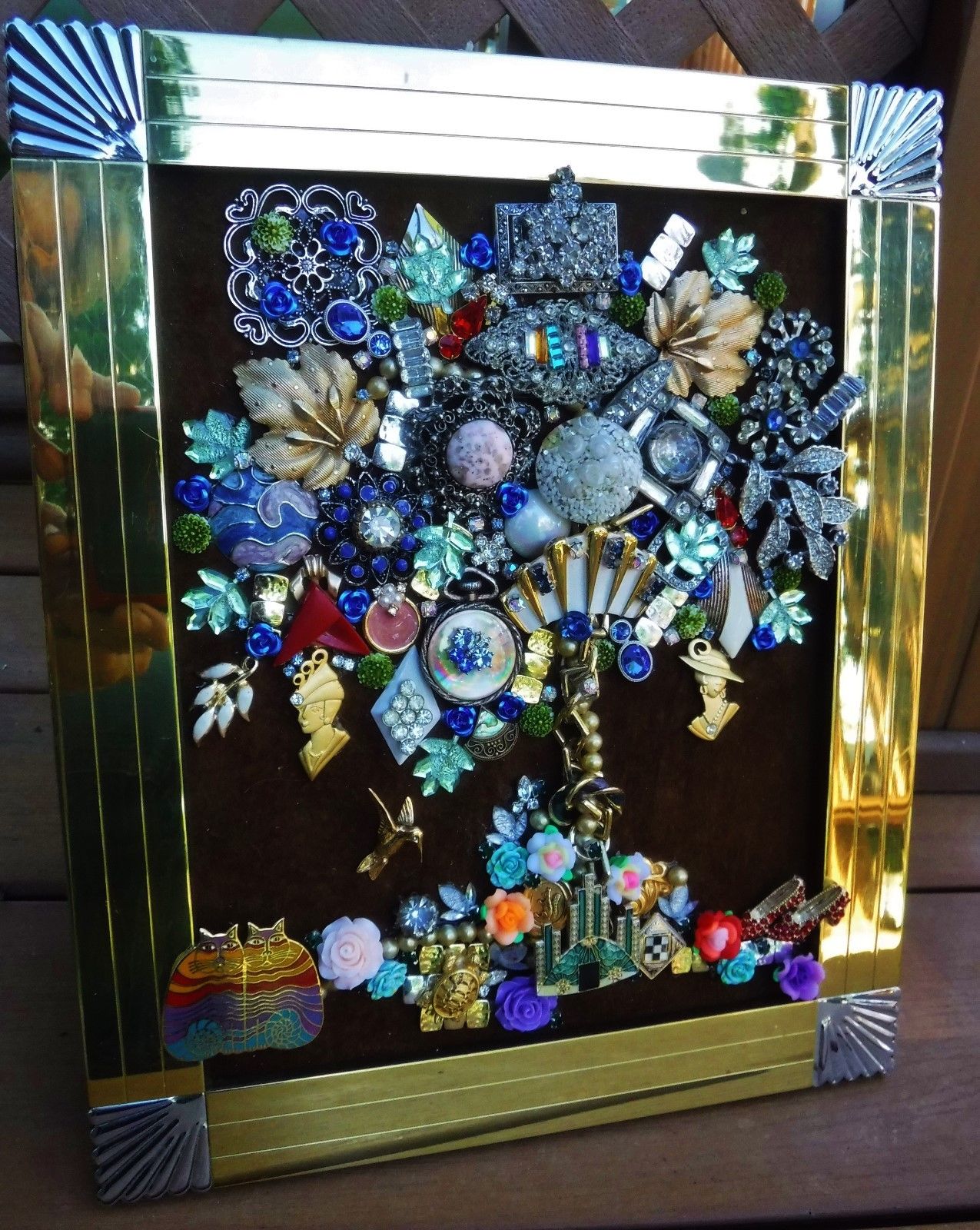 Jewelry Art Art Deco Tree of Life, signed by Suzanne, Estate Frame