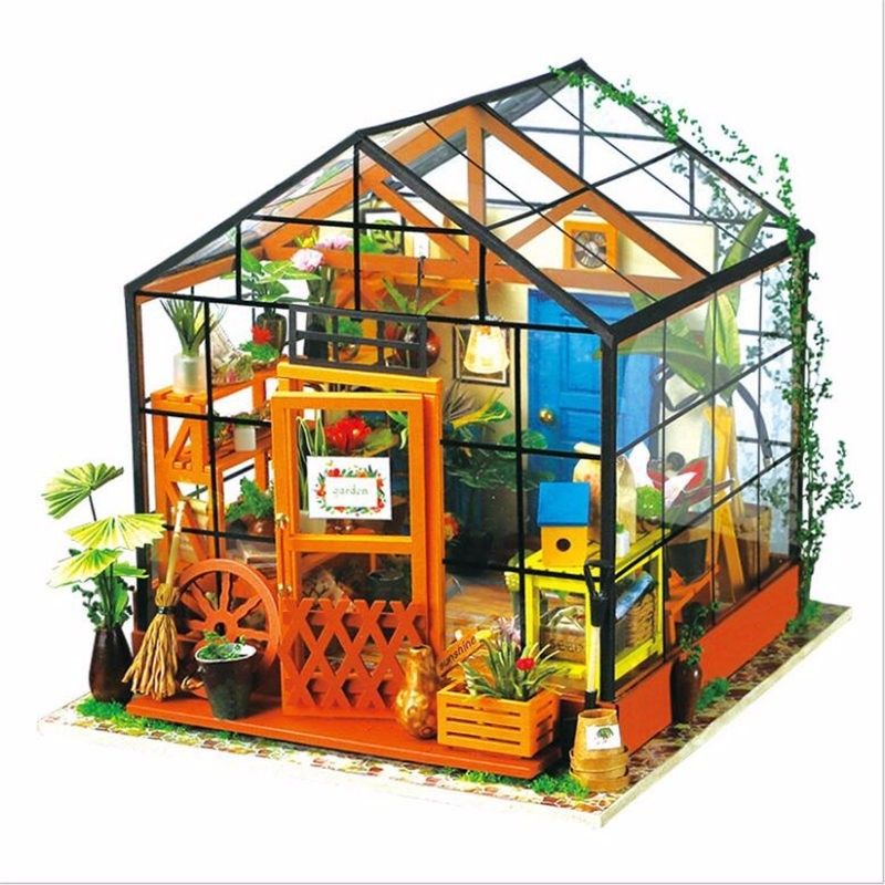 DIY Wooden Flower House 3D Mini Dollhouse With Furniture Kit Light Creative Gift