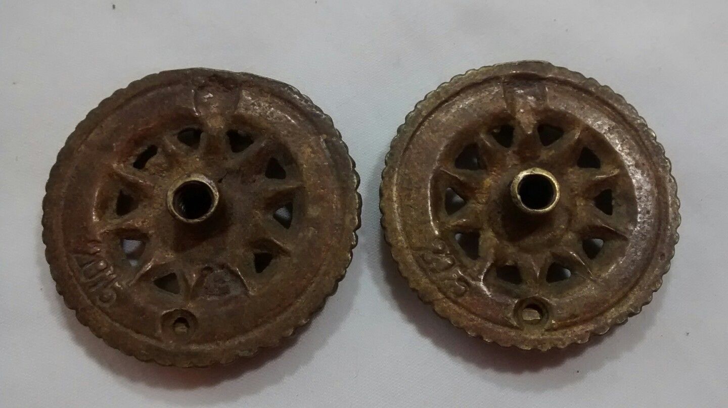 Pair Brass Sunflower Drawer Pulls Antique Architectural Salvage Hardware