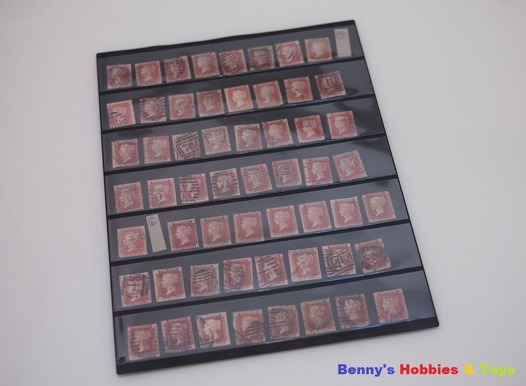 10 Stamp Album Stock Pages (7 Rows) Display Sheets - Black and Double Sided