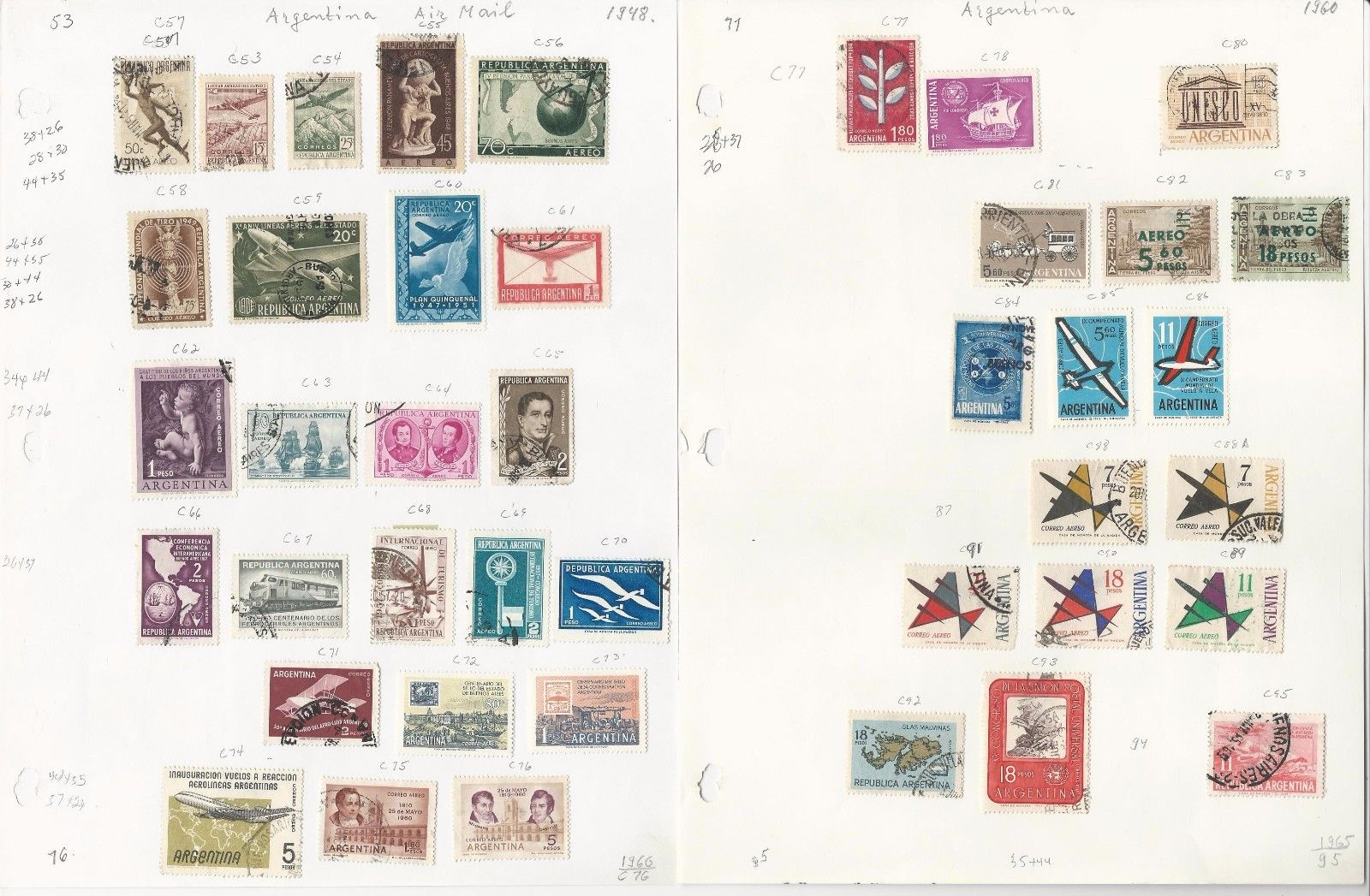 Argentina Airpost & Semipostal Collection, On 14 Album Pages, 1931-1973