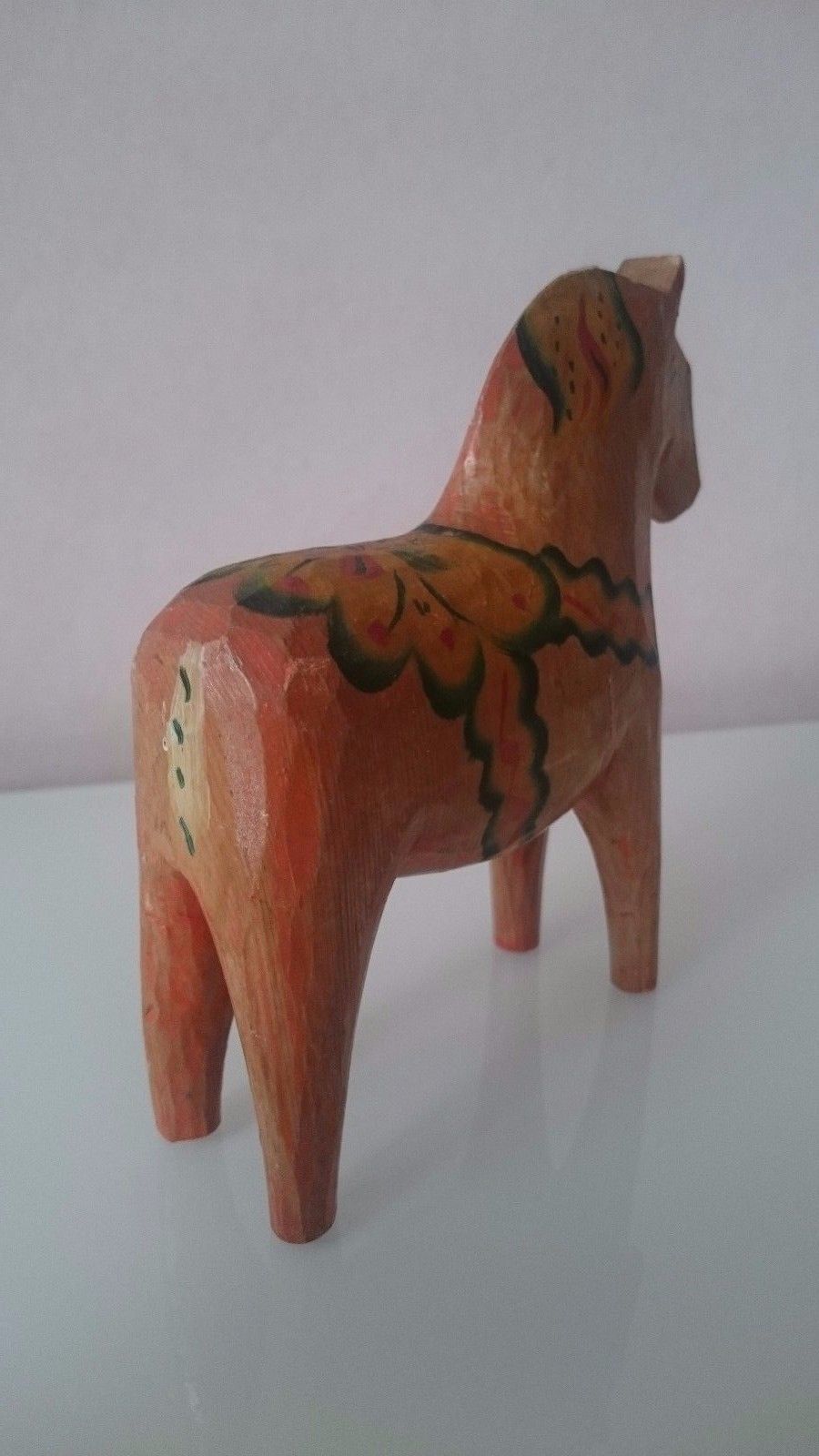 Antique Swedish Dala Horse. Folk Art Carved Sweden Hand Painted