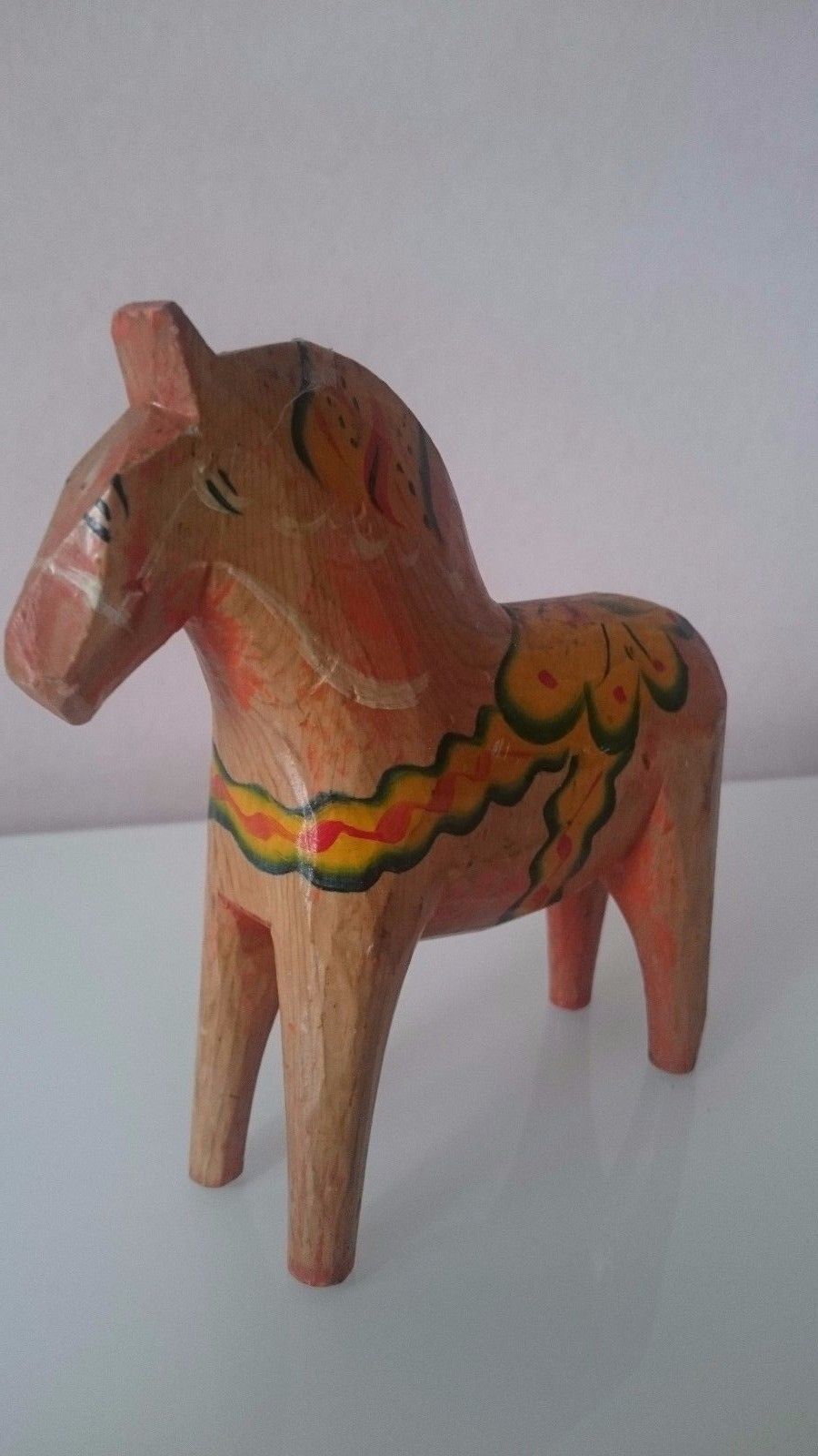 Antique Swedish Dala Horse. Folk Art Carved Sweden Hand Painted