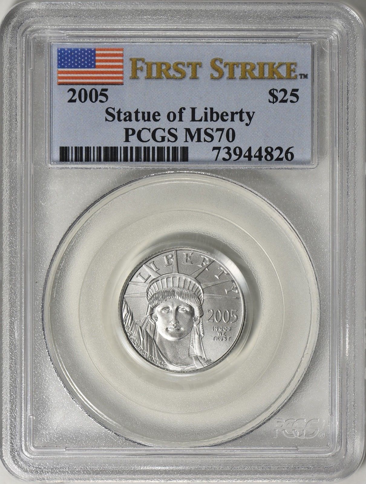 2005 $25 Quarter Ounce Platinum American Eagle PCGS MS-70 First Strike