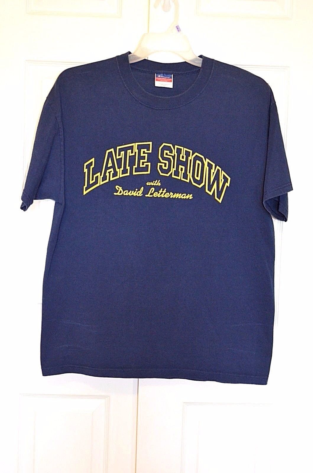 LATE SHOW with David Letterman Navy Blue Shirt by Champion Men's L