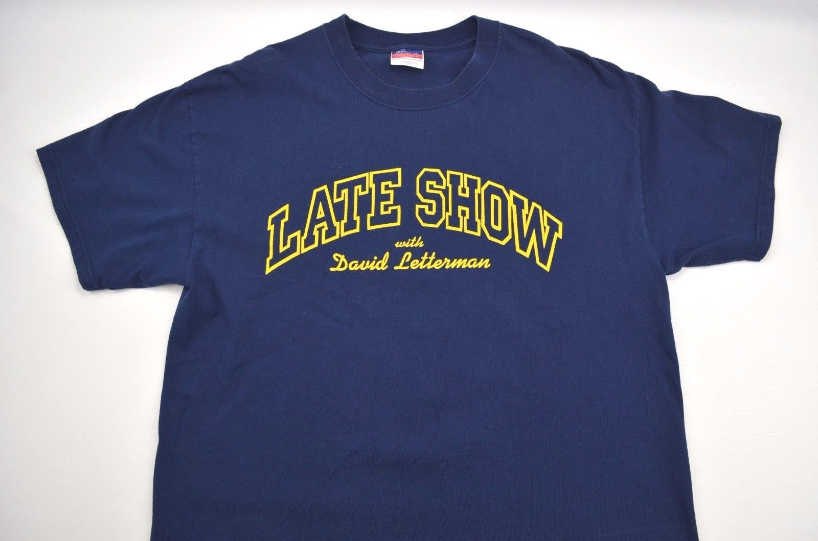 LATE SHOW with David Letterman Navy Blue Shirt by Champion Men's L