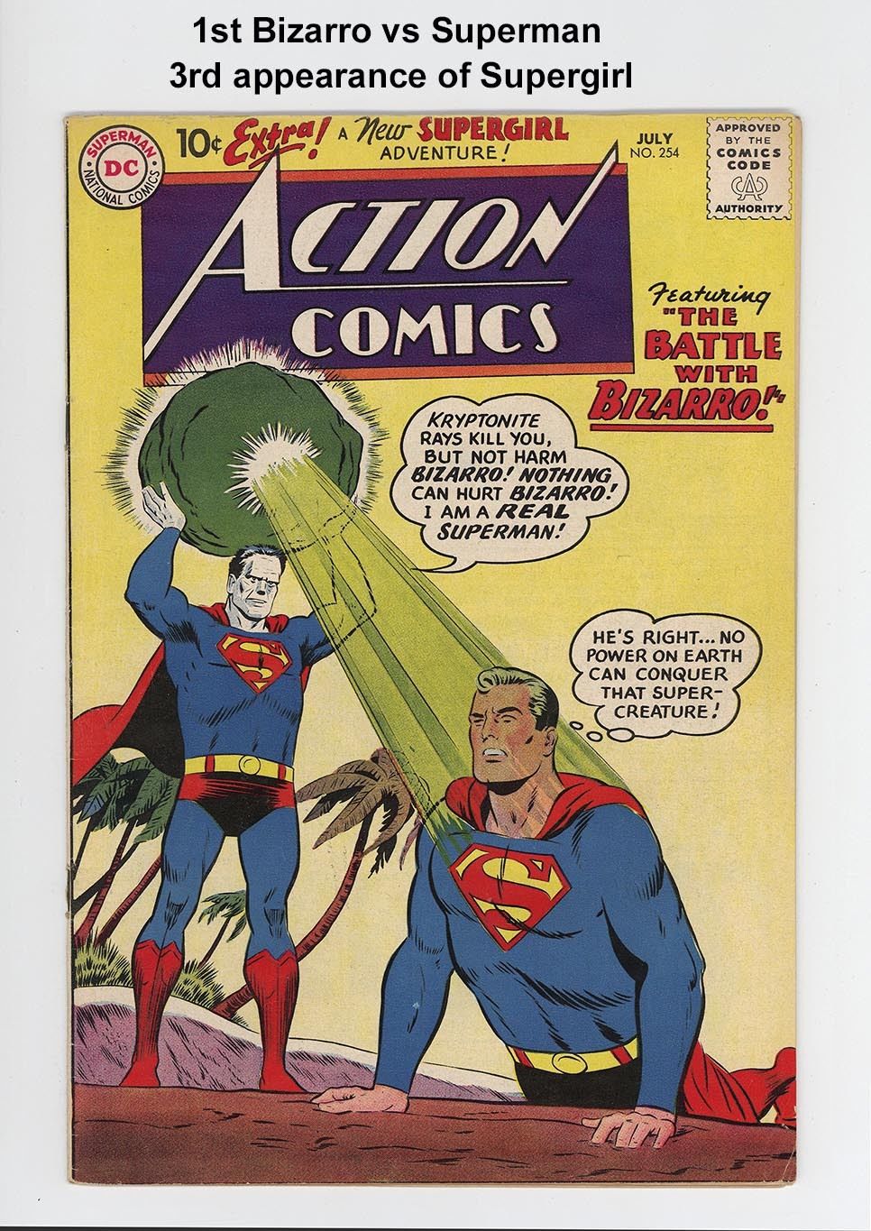 ACTION COMICS #254 - BEAUTIFUL HIGHER GRADE - 1st BIZARRO, 3rd SUPERGIRL SCARCE!